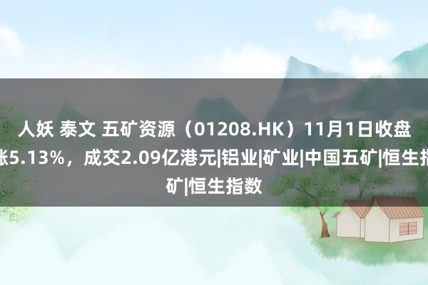人妖 泰文 五矿资源（01208.HK）11月1日收盘高涨5.13%，成交2.09亿港元|铝业|矿业|中国五矿|恒生指数