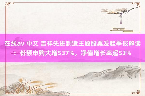 在线av 中文 吉祥先进制造主题股票发起季报解读：份额申购大增537%，净值增长率超53%