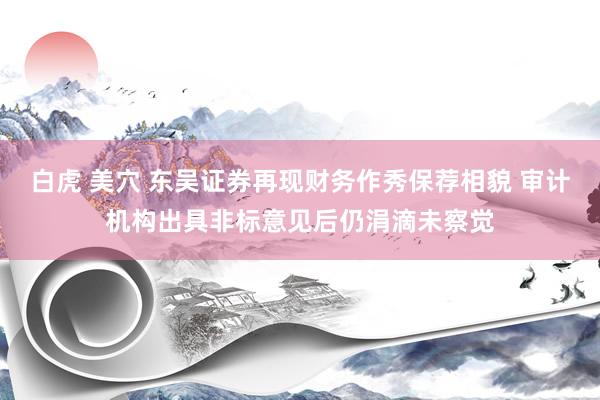 白虎 美穴 东吴证券再现财务作秀保荐相貌 审计机构出具非标意见后仍涓滴未察觉